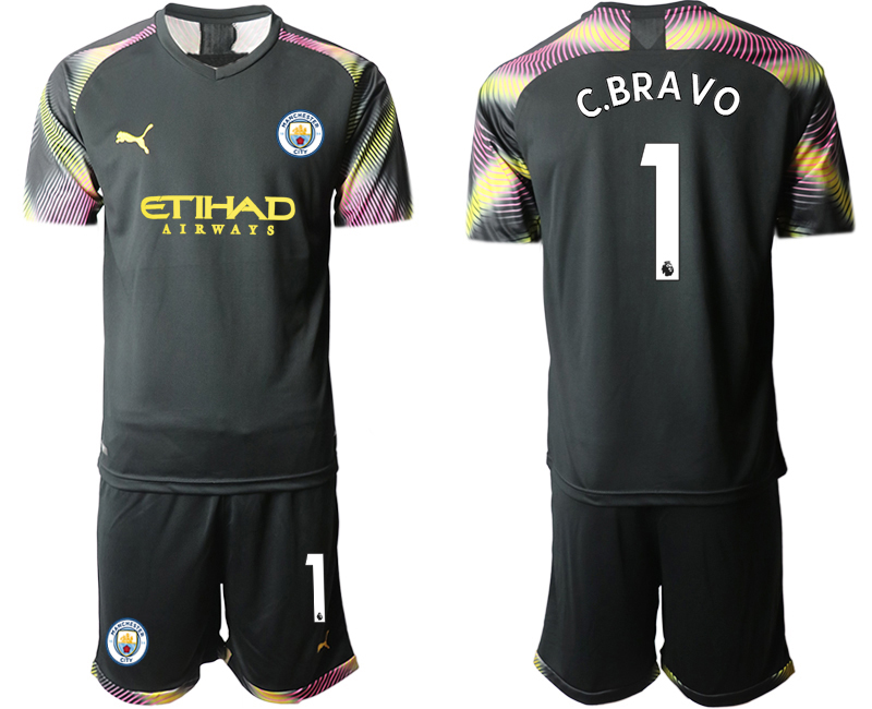 Men 2020-2021 club Manchester City goalkeeper black #1 Soccer Jerseys->manchester city jersey->Soccer Club Jersey